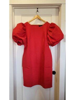 Ashro Red Exaggerated Puff Sleeve Mini Dress, size 2X